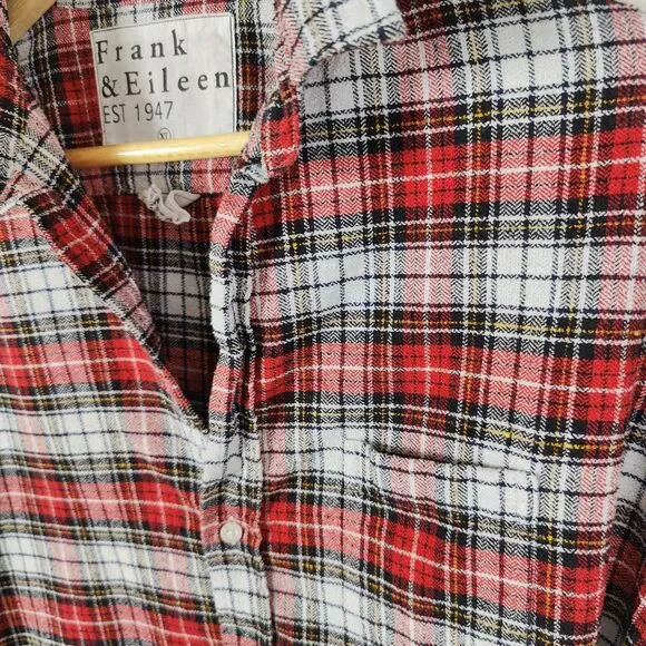 Frank & Eileen Plaid Button Front Shirt Made in Italy Womens XL Style Eileen - Picture 3 of 7